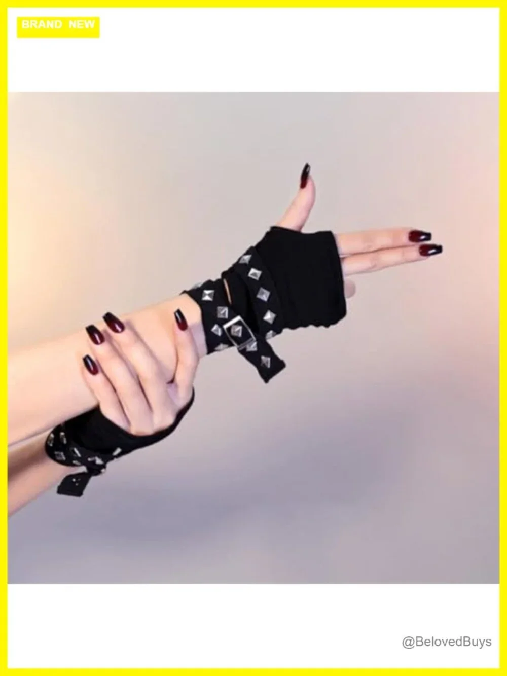 Studded Faux Leather Fingerless Gloves for Women Gothic Punk Biker Motorcycle